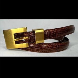MCM Lizard Print Gold Buckle Belt | 90cm (30" - 34"/ Mens Small / Wmns 8)